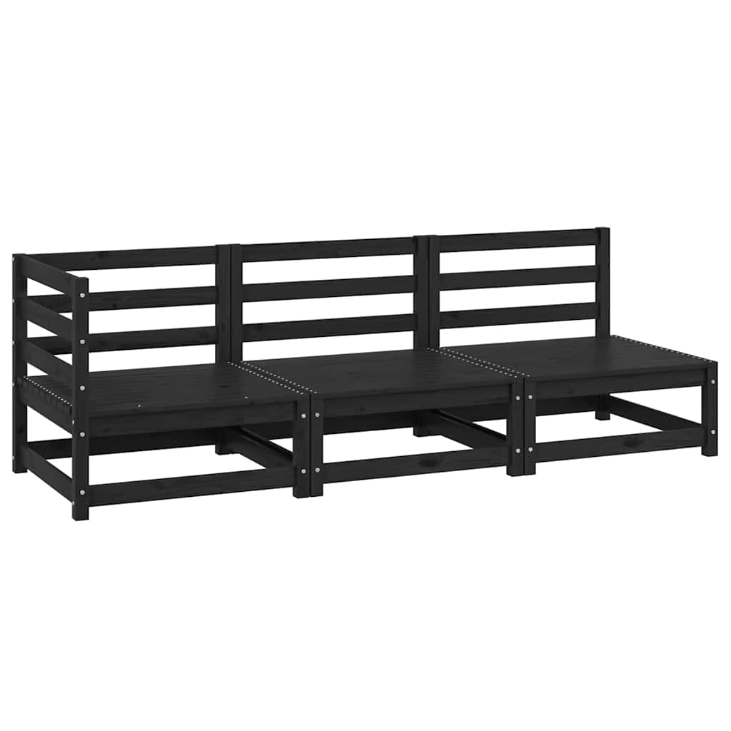 Vidaxl 3-delige loungeset massief grenenhout zwart