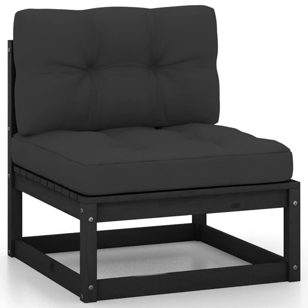 Vidaxl 2-delige loungeset met kussens massief grenenhout zwart