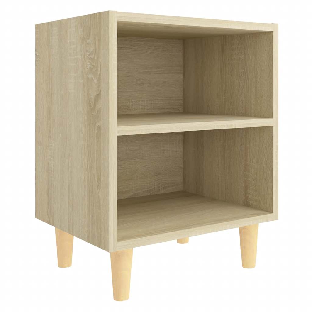 Vidaxl nachtkastje met houten poten 40x30x50 cm sonoma eikenkleurig