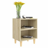 Vidaxl nachtkastje met houten poten 40x30x50 cm sonoma eikenkleurig