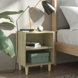 Vidaxl nachtkastje met houten poten 40x30x50 cm sonoma eikenkleurig