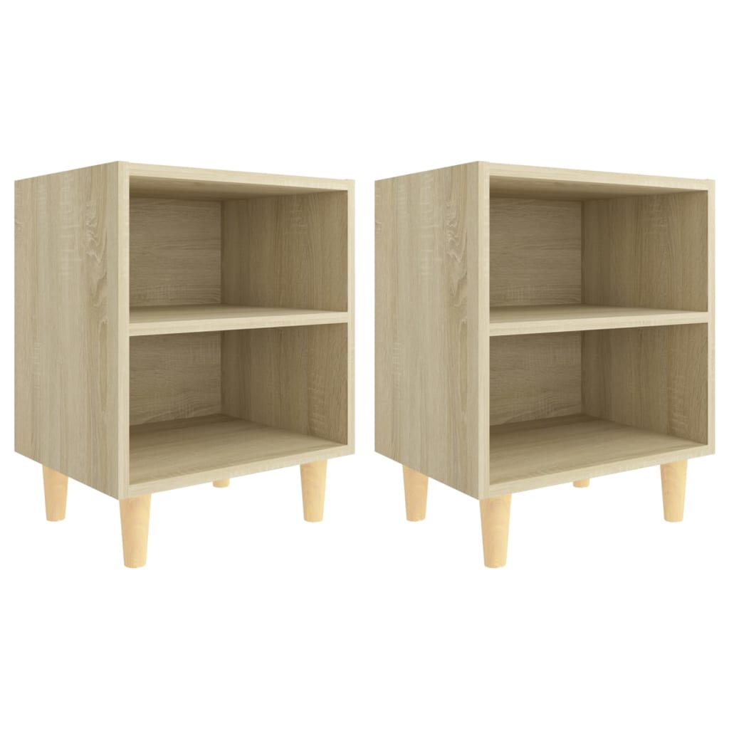 Vidaxl nachtkastjes 2 st met houten poten 40x30x50 cm sonoma eiken