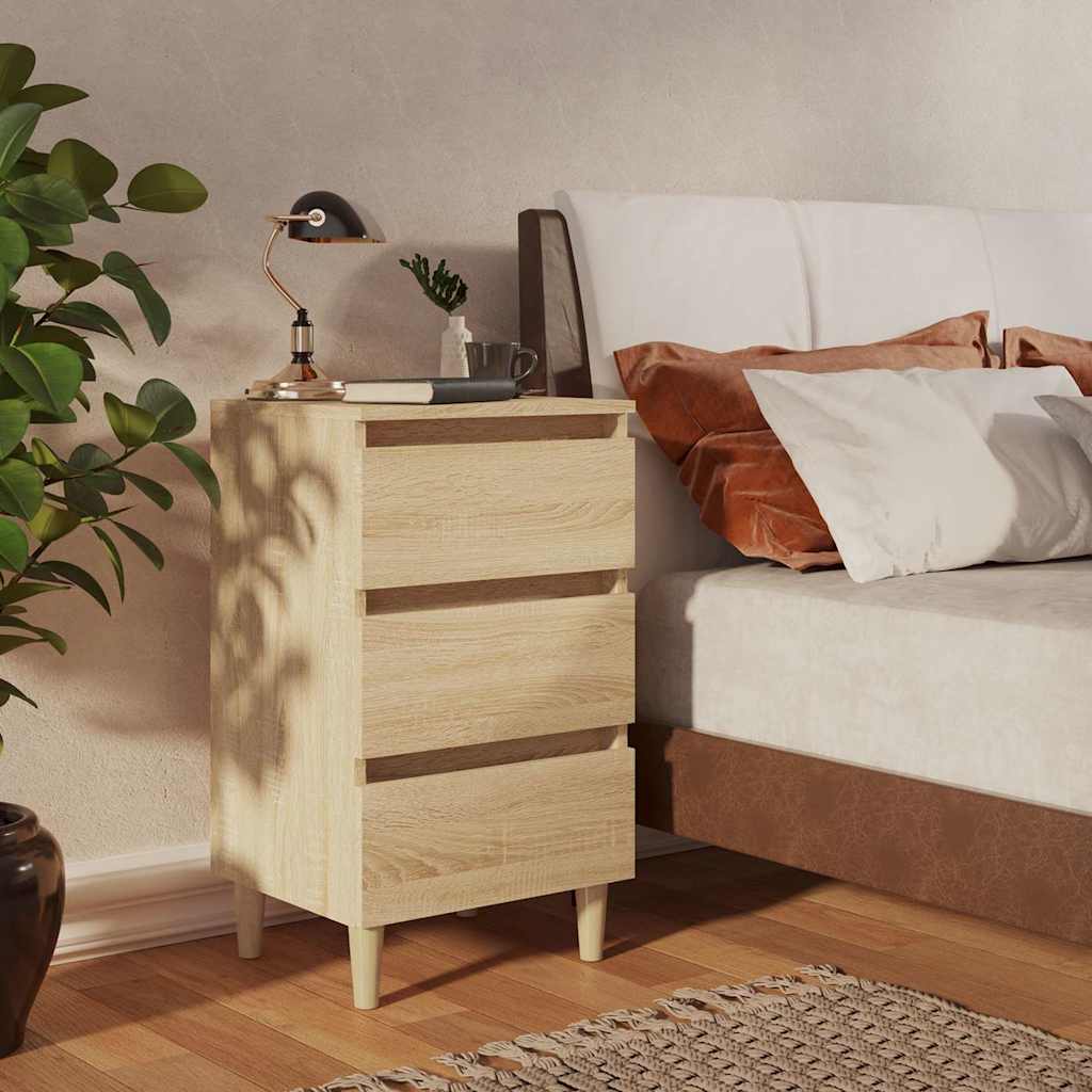 Vidaxl nachtkastje met houten poten 40x35x69 cm sonoma eikenkleurig