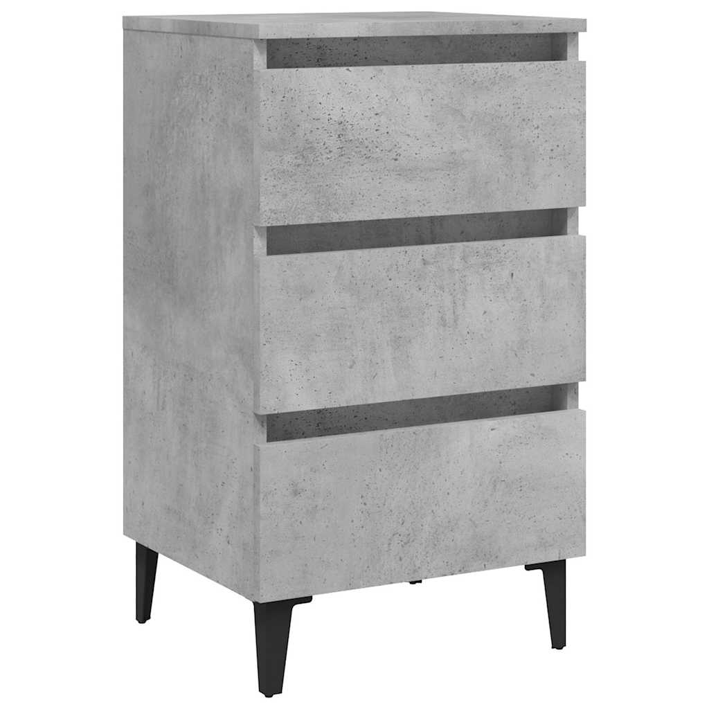 Vidaxl nachtkastje met metalen poten 40x35x69 cm betongrijs