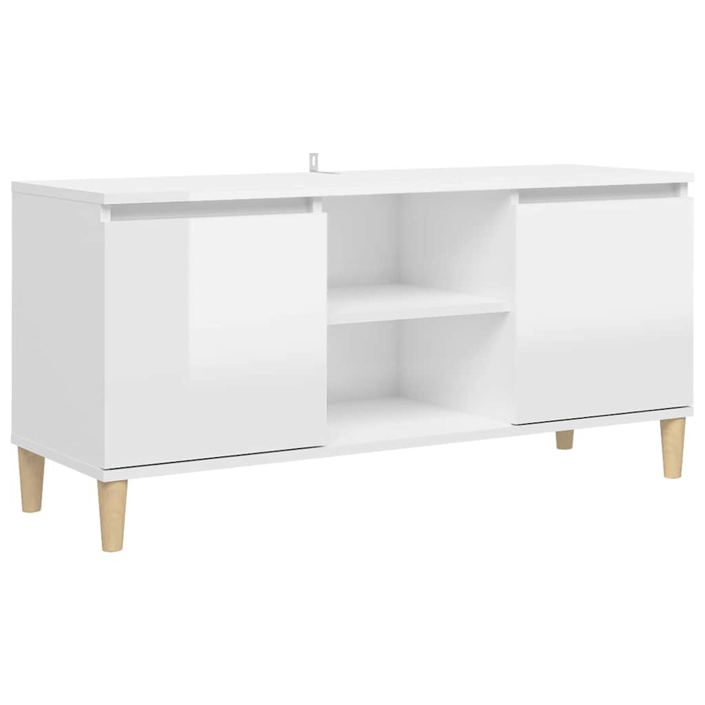 Vidaxl tv-meubel met houten poten 103,5x35x50 cm hoogglans wit