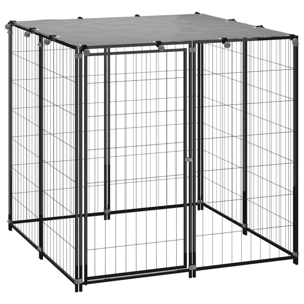 Vidaxl Dog Kennel 110x110x110 cm stål sort