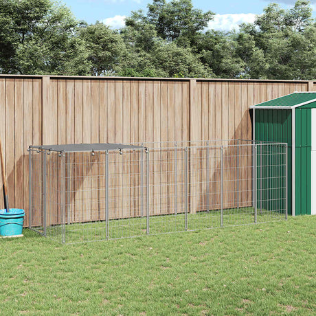 Vidaxl Dog Kennel 330x110x110 cm stål sølvfarvet