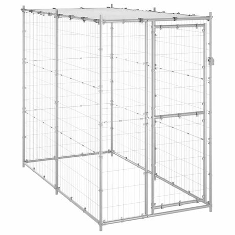 Vidaxl Dog Kennel udenfor med tag 110x220x180 cm galvaniseret stål