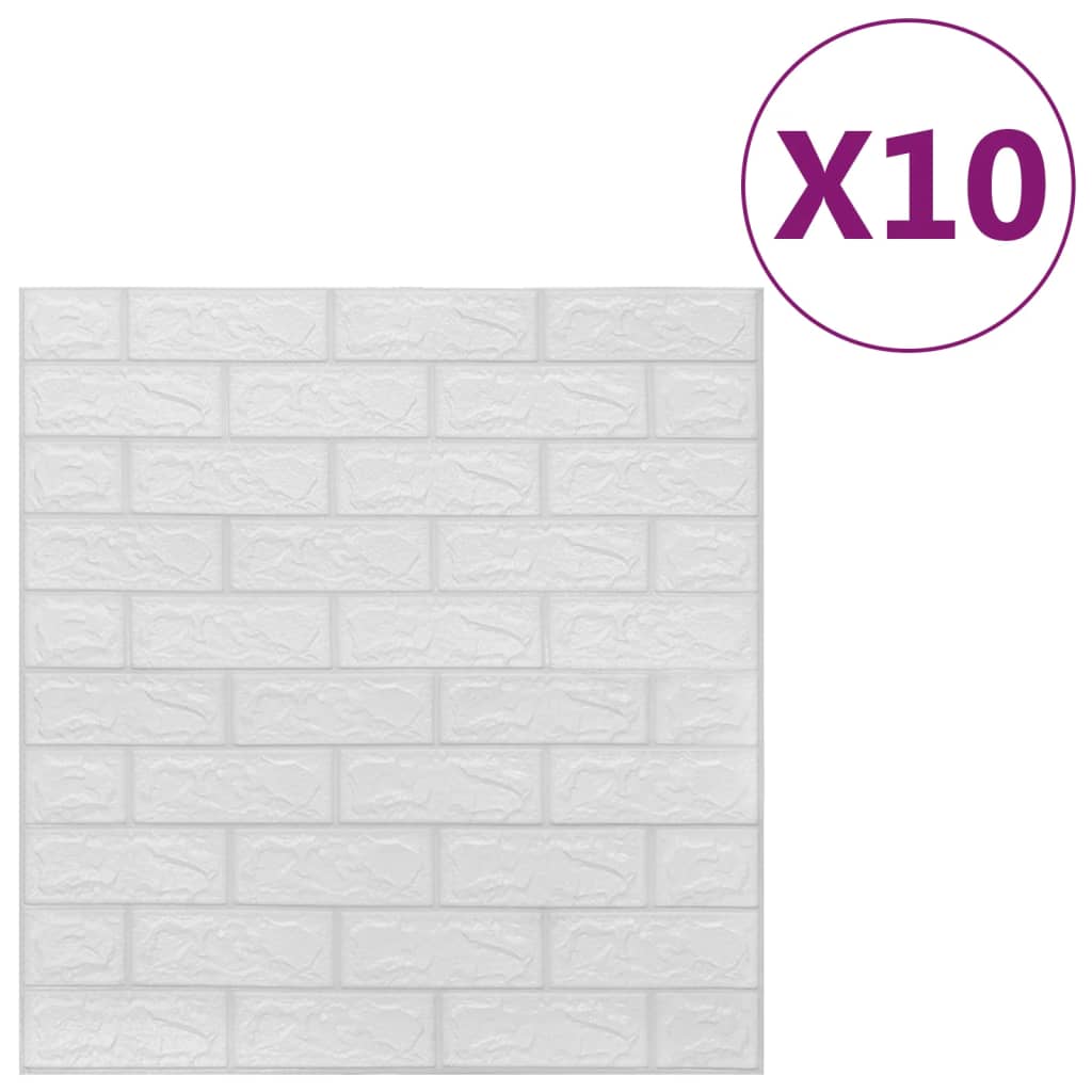 Vidaxl 3d tapet selvklæbende 10 st mursten hvid