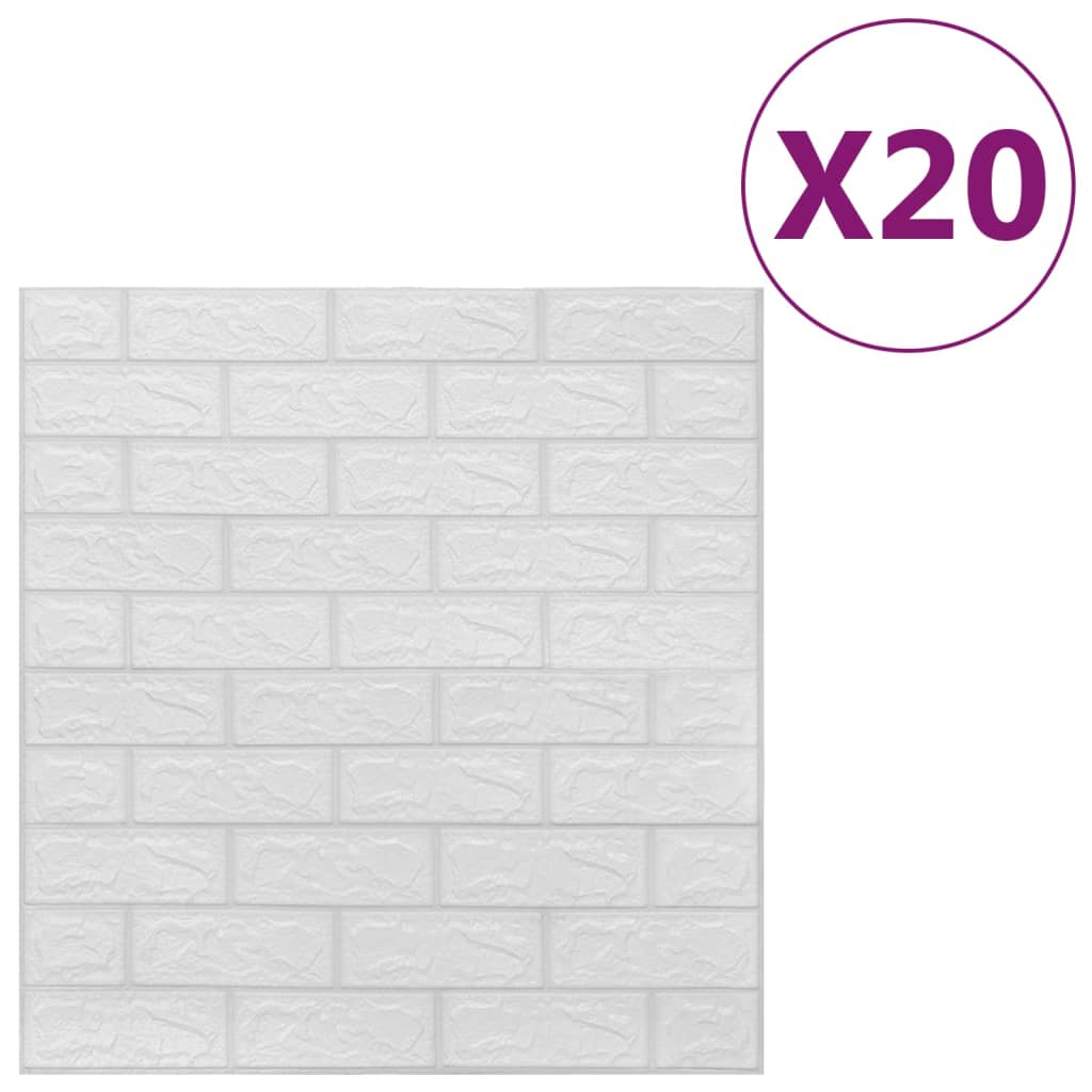 Vidaxl 3d tapet Selvklæbende 20 st murstenhvide