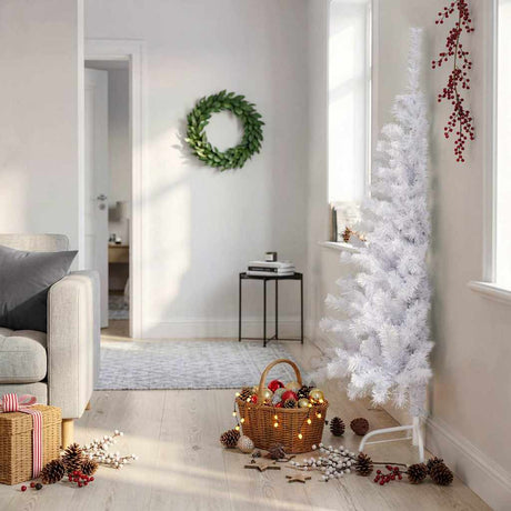 Vidaxl Kunstkerstboom med standard halv 150 cm PVC White
