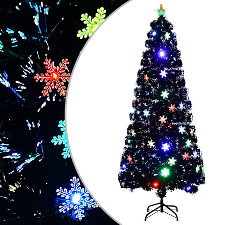 VidaXL juletræ med LED snefnug 210 cm glasfiber sort