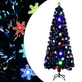 Vidaxl juletræ med LED -sneflager 240 cm fiberoptisk sort