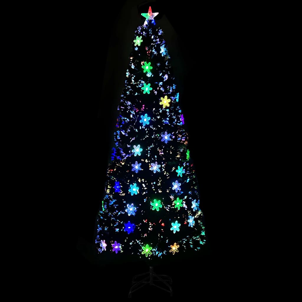 Vidaxl juletræ med LED -sneflager 240 cm fiberoptisk sort
