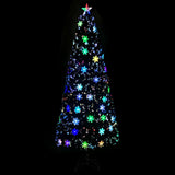 Vidaxl juletræ med LED -sneflager 240 cm fiberoptisk sort
