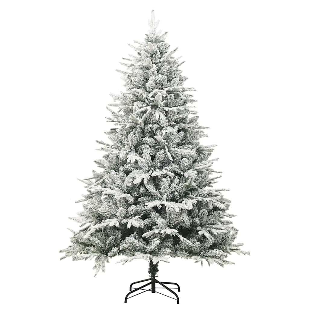 Vidaxl kunstkerstboom met sneeuwvlokken 180 cm pvc en pe groen