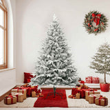 Vidaxl kunstkerstboom met sneeuwvlokken 180 cm pvc en pe groen