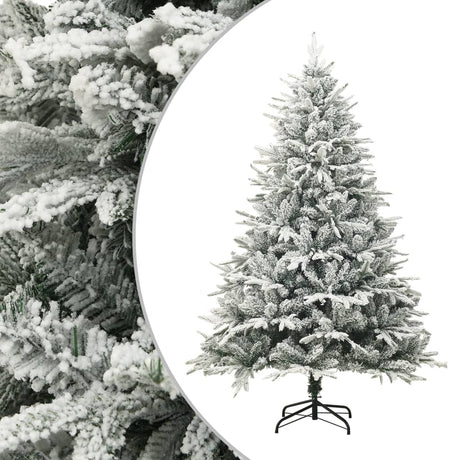 Vidaxl kunstkerstboom met sneeuwvlokken 210 cm pvc en pe groen