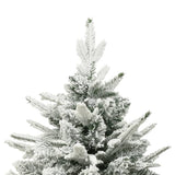 Vidaxl kunstkerstboom met sneeuwvlokken 210 cm pvc en pe groen