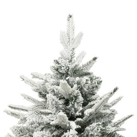 Vidaxl kunstkerstboom met sneeuwvlokken 210 cm pvc en pe groen