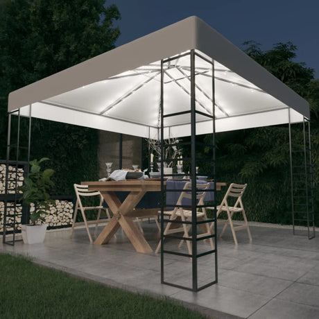 Vidaxxl havepavillon med LED-slyngelys 3x3 m hvid