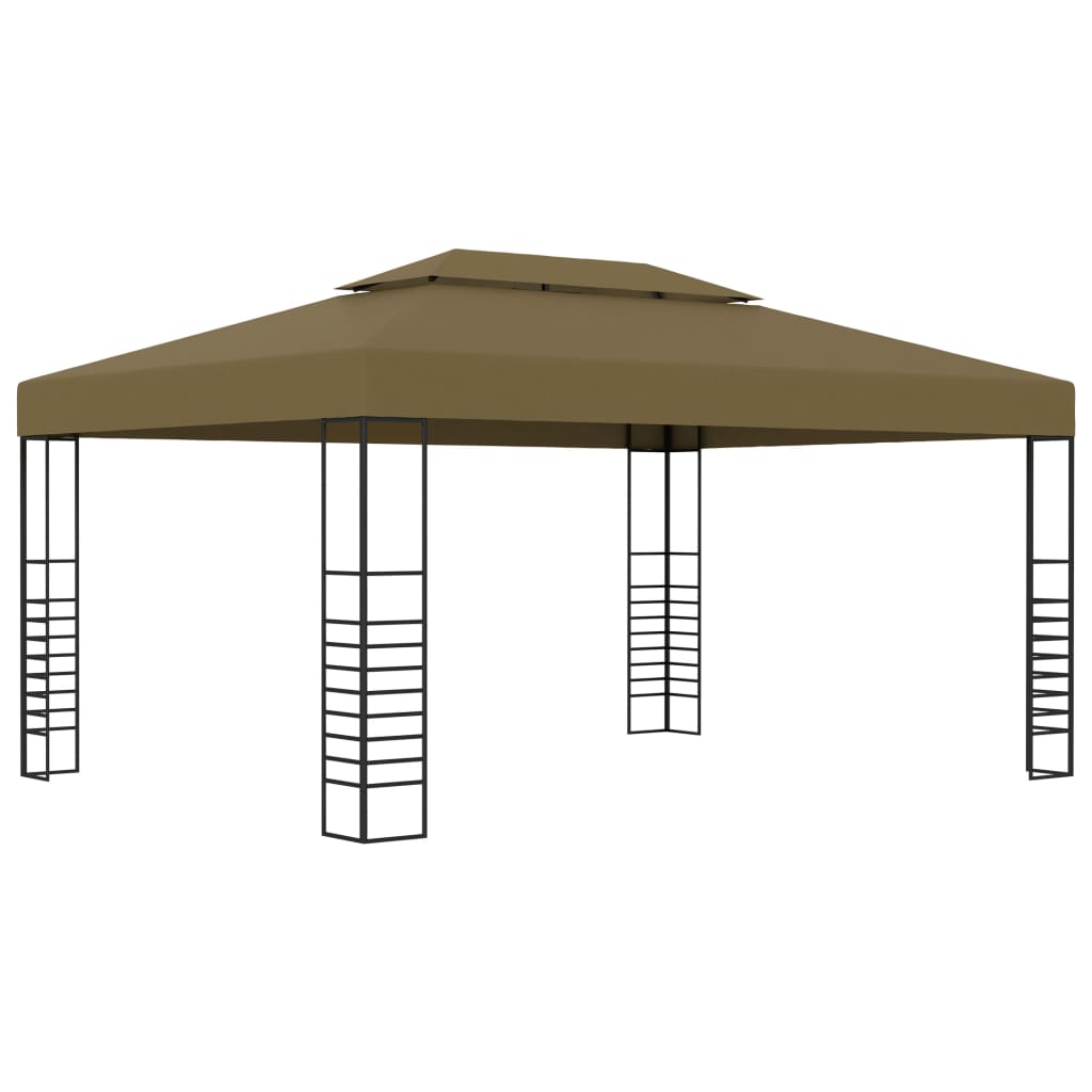 VidaXL Gazebo med LED-slyngelys 3x4 m taupe