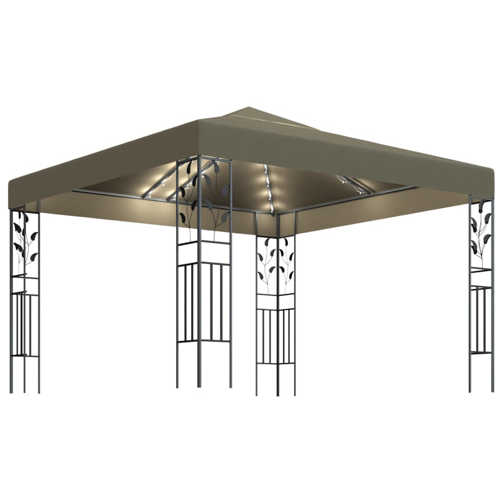 Vidaxx lysthus med LED-slyngelys 3x3 m taupe