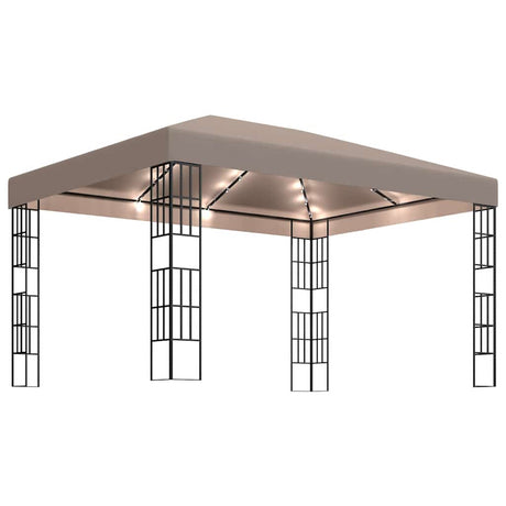 Vidaxl prieel met led-lichtslinger 4x3 m taupe