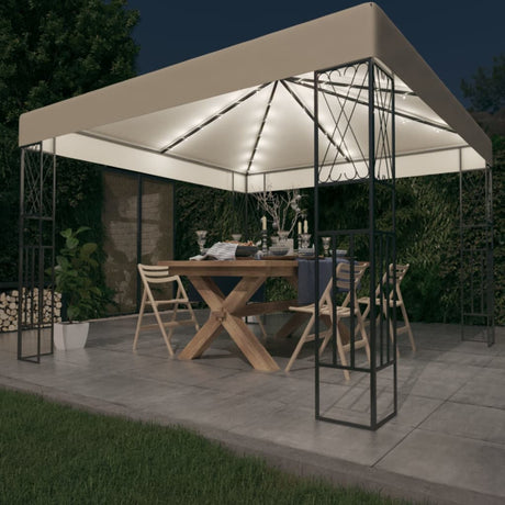 Vidaxx lysthus med LED strygelys 3x3 m stof cremefarvet