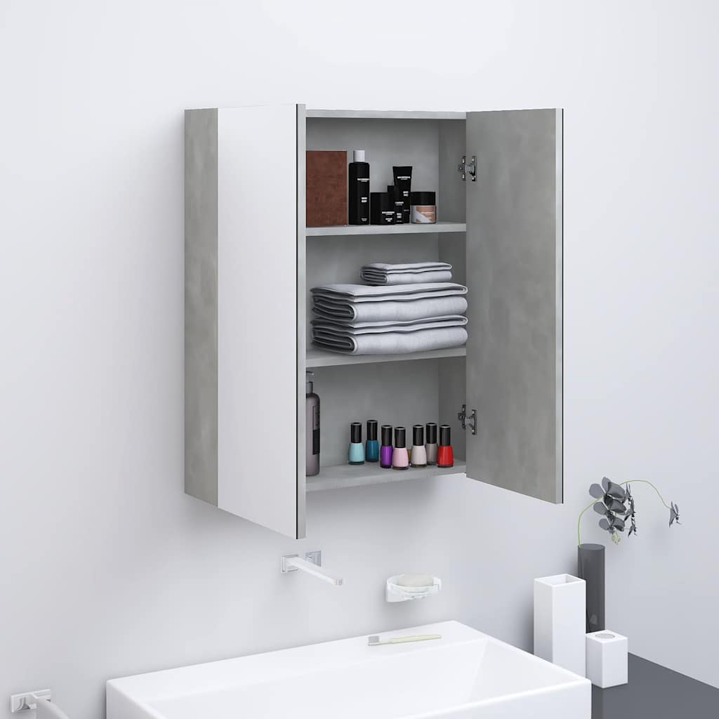 Vidaxl badkamerkast met spiegel 60x15x75 cm mdf betongrijs