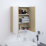 Vidaxl badkamerkast met spiegel 60x15x75 cm mdf wit en eikenkleurig