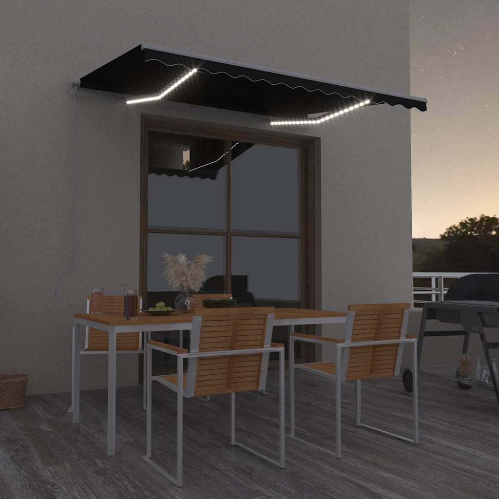 Vidaxx fortelt manuelt udtrækbart med LED 300x250 cm antracit farve