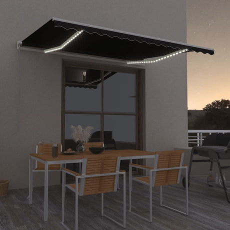 Vidaxx fortelt manuelt udtrækbart med LED 400x300 cm antracit farve