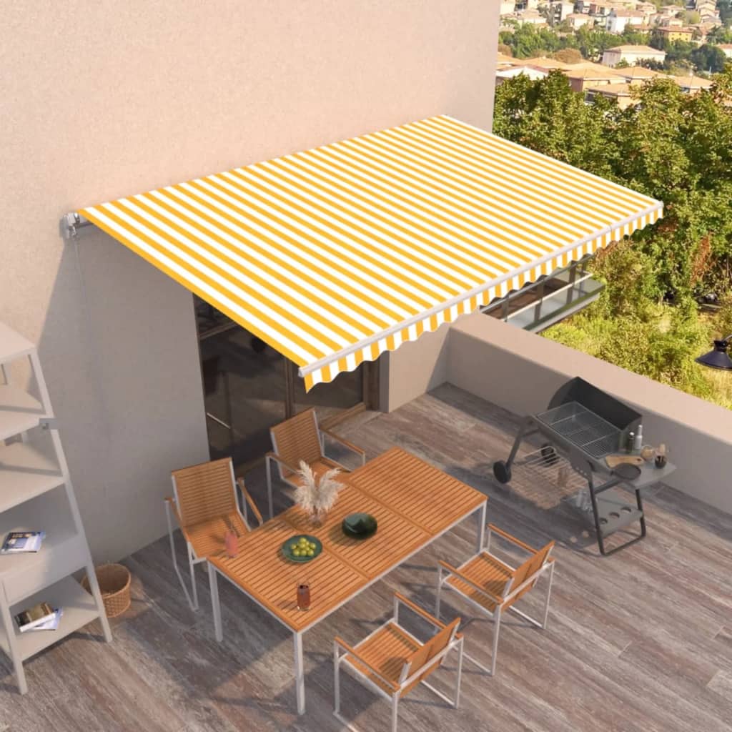 Vidaxl Luifel udvider manuelt 500x300 cm gul og hvid