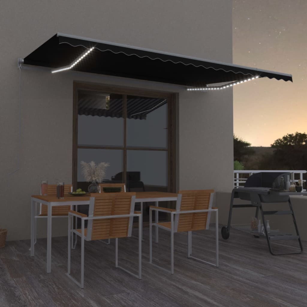 Vidaxl Luifel manuelt kan udvides med LED 500x300 cm anthracitfarve