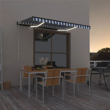 Vidaxx fortelt manuelt udtrækbart med LED 400x300 cm blå og hvid