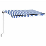 Vidaxl Luifel Automatisk med LED og vindsensor 400x300 cm blå og hvid