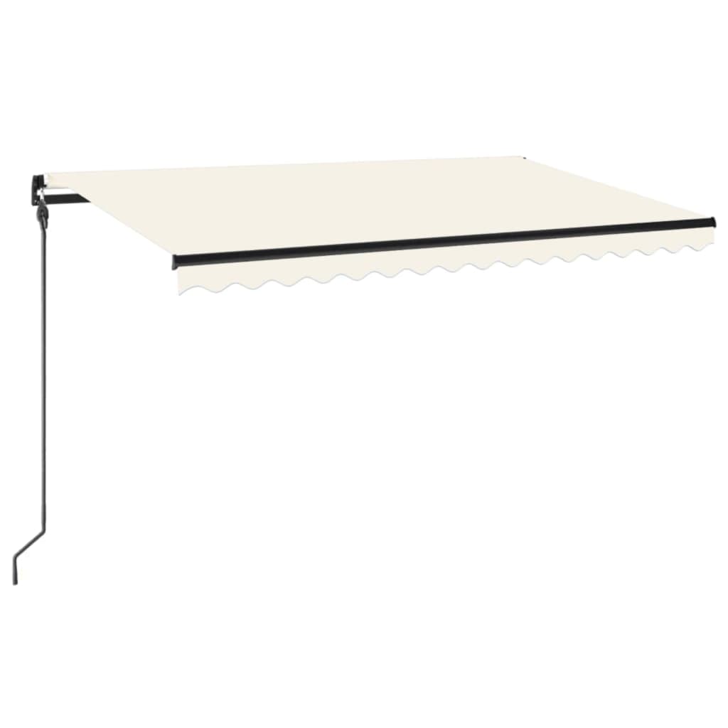 Vidaxl Luifel manuelt kan udvides med LED 450x300 cm creme -farvet