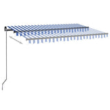 Vidaxl Luifel Automatisk med LED og vindsensor 450x300 cm blå hvid