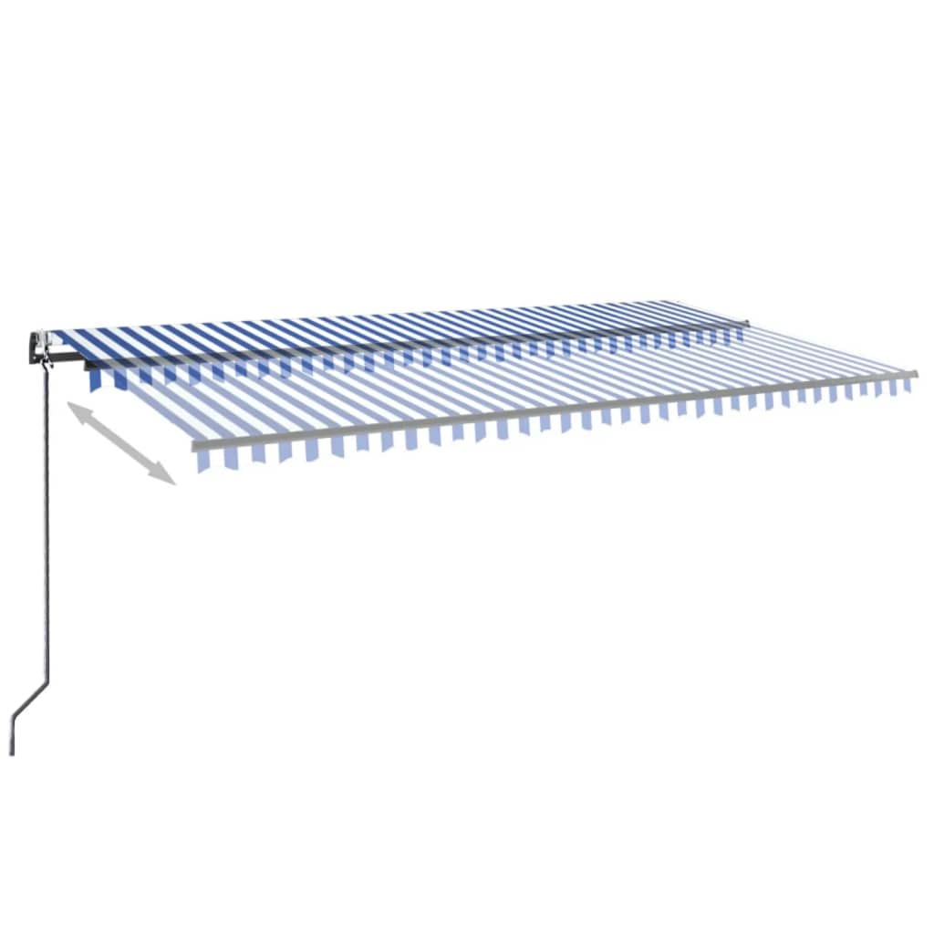 Vidaxl Luifel Automatisk med LED og vindsensor 600x300 cm blå hvid