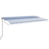 Vidaxl Luifel Automatisk med LED og vindsensor 600x300 cm blå hvid