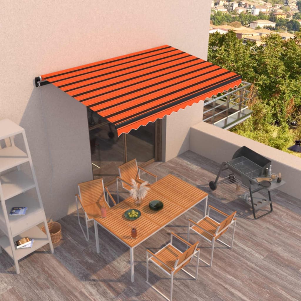 Vidaxl Luifel udvider manuelt 400x350 cm orange og brun