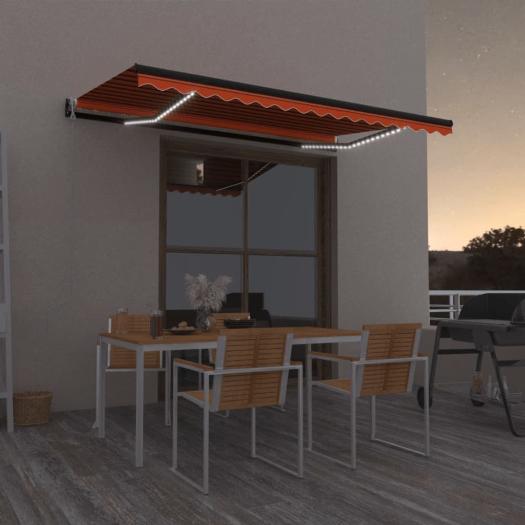 Vidaxl Luifel Automatisk med LED vindsensor 400x350 cm Orange Brown