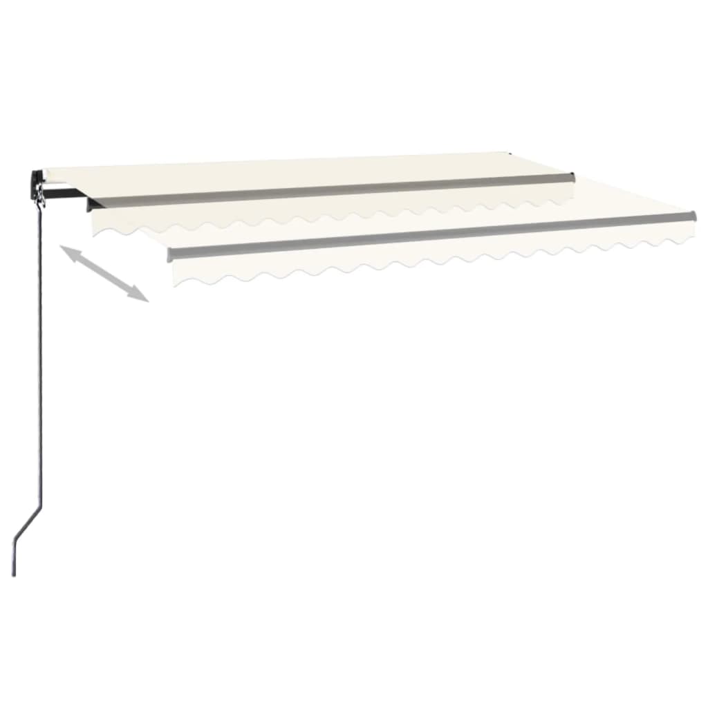 Vidaxl Luifel manuelt kan udvides med LED 450x350 cm creme -farvet