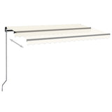 Vidaxl Luifel manuelt kan udvides med LED 450x350 cm creme -farvet