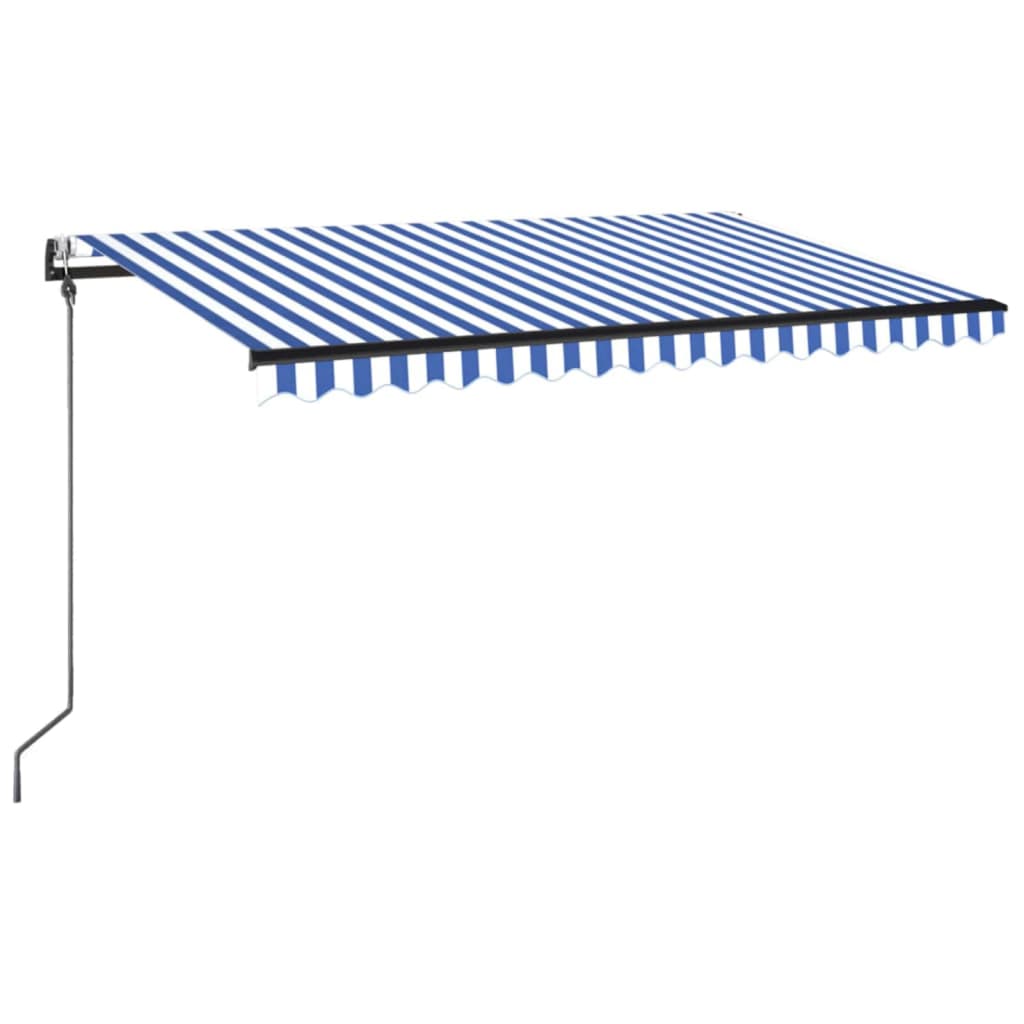 Vidaxl Luifel Automatisk med LED og vindsensor 450x350 cm blå hvid