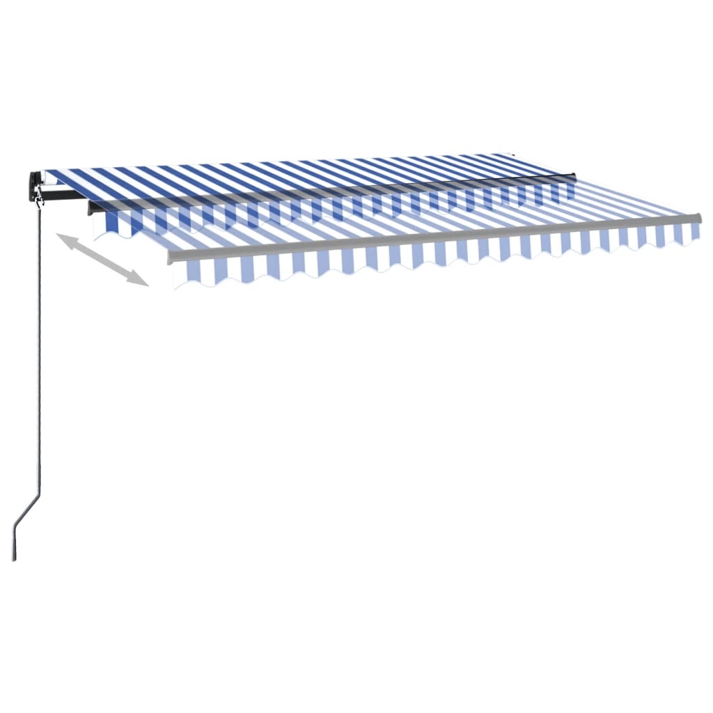 Vidaxl Luifel Automatisk med LED og vindsensor 450x350 cm blå hvid