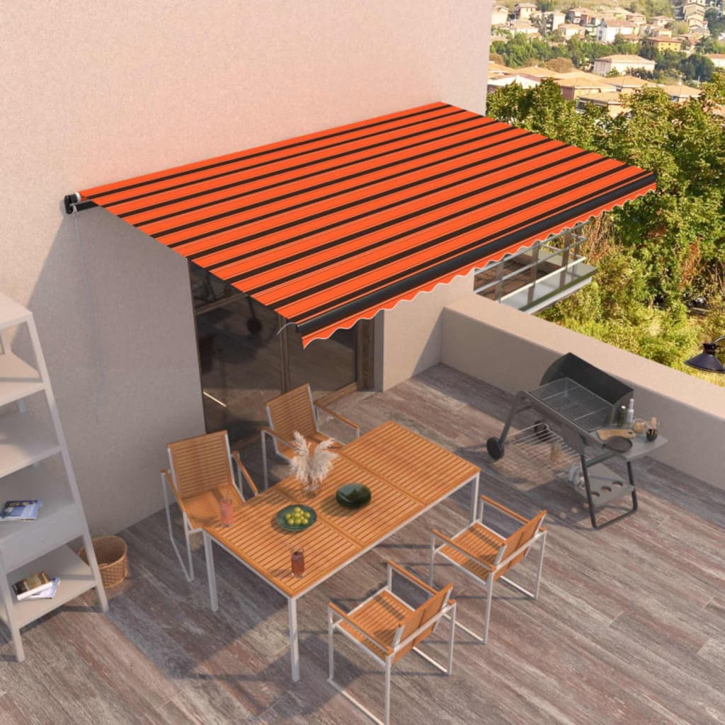 Vidaxl Luifel udvider manuelt 500x350 cm orange og brun