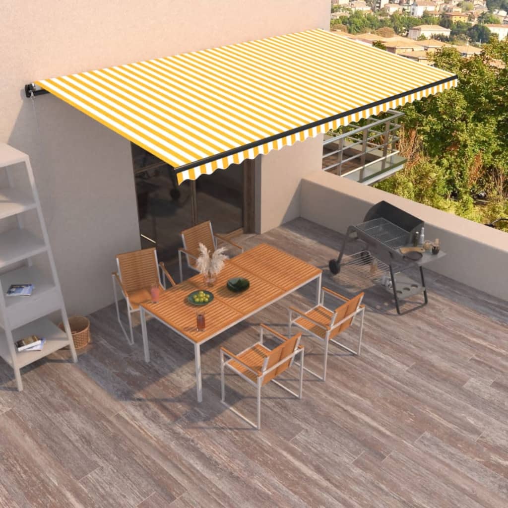Vidaxl Luifel udvider manuelt 600x350 cm gul og hvid