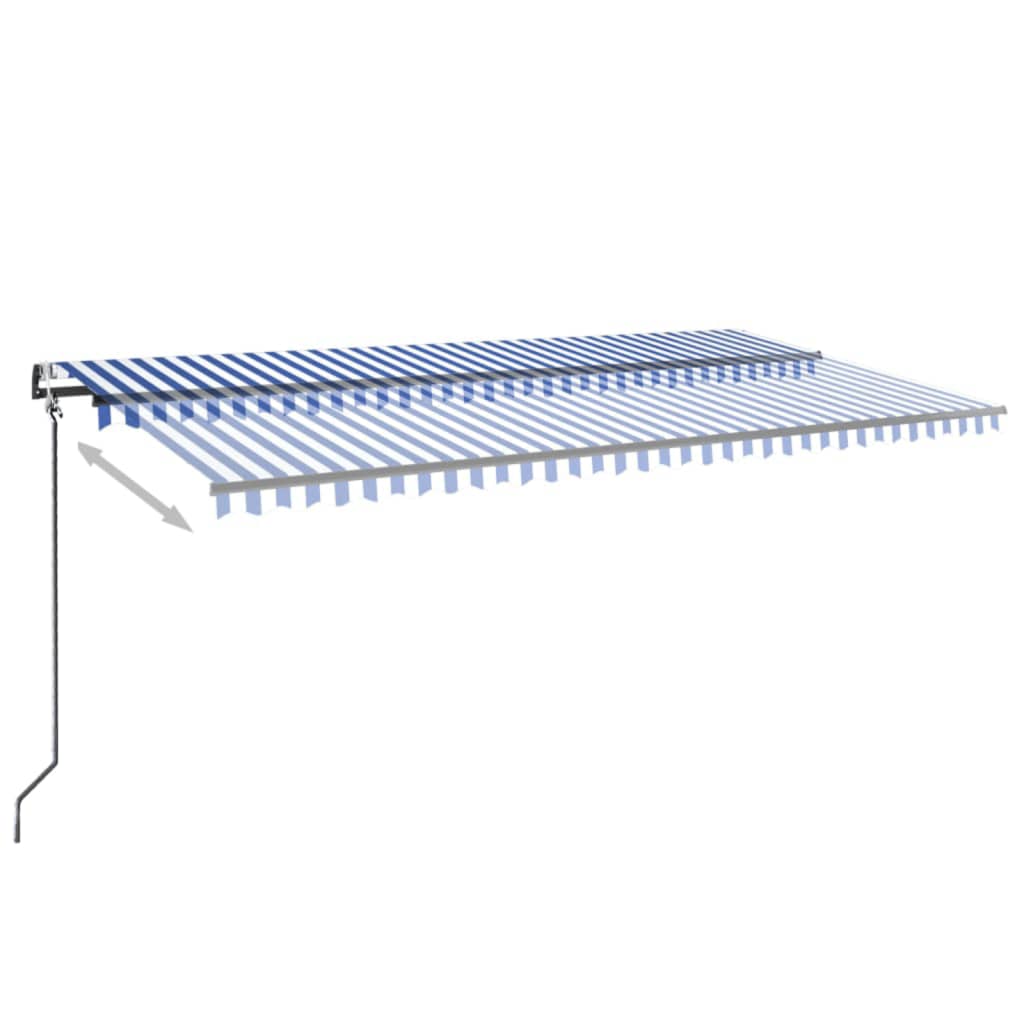 Vidaxl Luifel Automatisk med LED og vindsensor 600x350 cm blå hvid